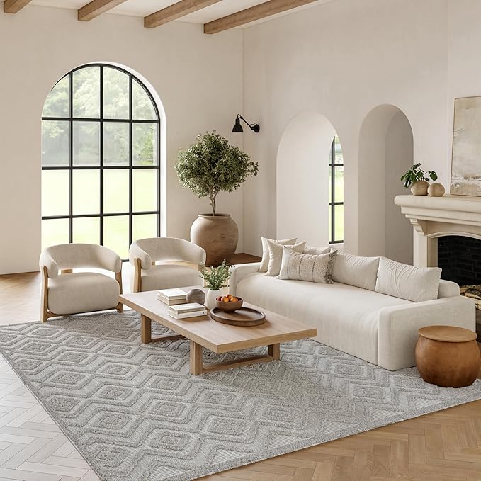 Nourison Home Versatile Silver Grey 6' x 9' Area Rug - Easy Clean, Non Shedding, Bed Room, Living Room, Dining Room, Kitchen (6' x 9')