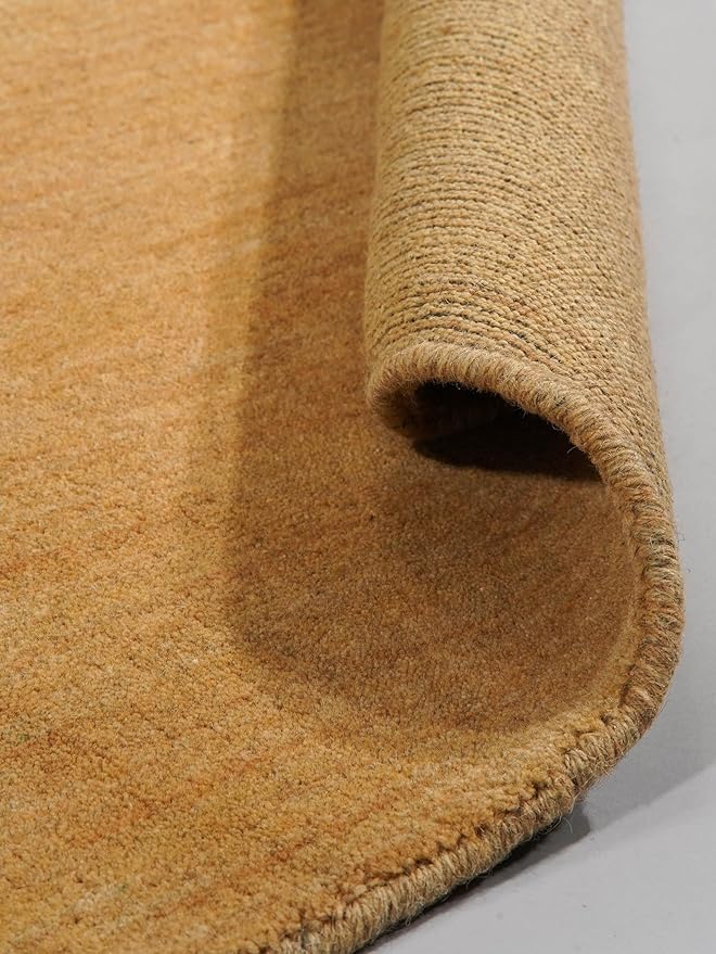 Hand Knotted Loom Wool ECO-Friendly Area Rugs - 10'x10', Octagon, Gold Color, Solid Plain Design, High Pile Thick Handmade Anti Skid Area Rugs for Living Room, Bed Room (L00111)