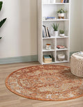 Unique Loom Isabella Collection Area Rug - Adjani (5' 1" Round, Rust Red/ Black)