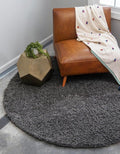 Unique Loom Solid Shag Collection Area Rug (6' 1" Round, Graphite Gray)