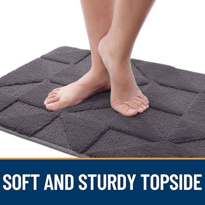 OLANLY Door Mats Indoor, Non-Slip, Absorbent, Dirt Resist, Entrance Washable Mat, Low-Profile Inside Entry Doormat for Entryway (59x20 inches, Dark Grey)
