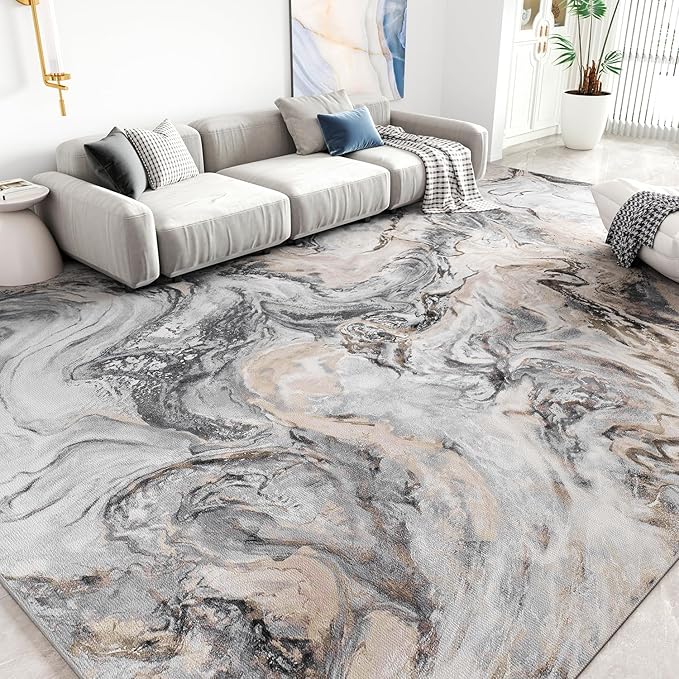 8x10 Area Rugs for Living Room, Modern Abstract Rug for Bedroom, Contemporary Machine Washable Rug, Large Stain Resistant Carpet for Dining Room Playroom Home Office, Pet & Kids Friendly