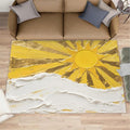 Boho Sun Area Rugs 5x8ft, Abstraction Deco Living Room Carpet, Minimalist Sunburst Decorative Carpet Protect Floor for Bedroom Men Office Hardwood Floors