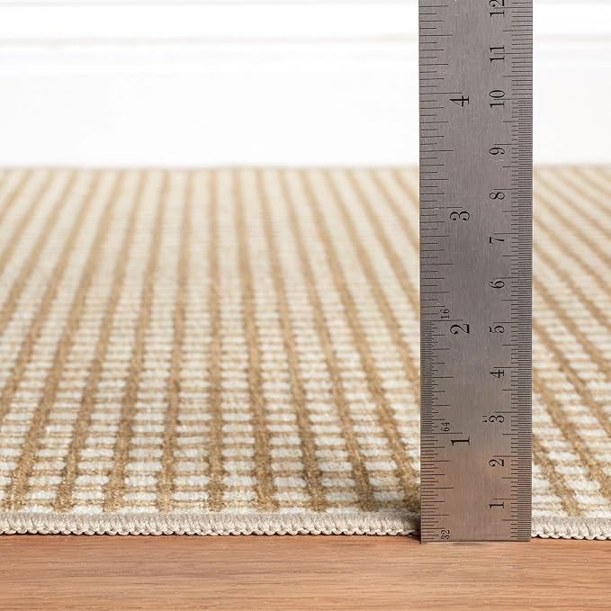 Dash & Albert Hartley Natural Machine Washable Rug, 4 X 6 Feet, Natural Plaid Pattern