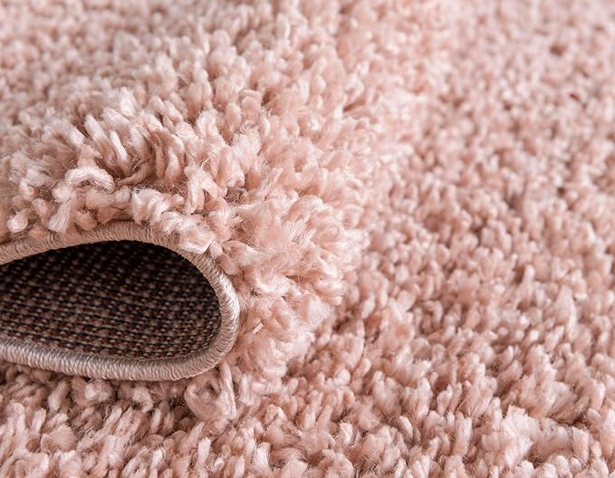 Unique Loom Davos Shag Collection Area Rug - Solid (6' 7" Round, Dusty Rose)