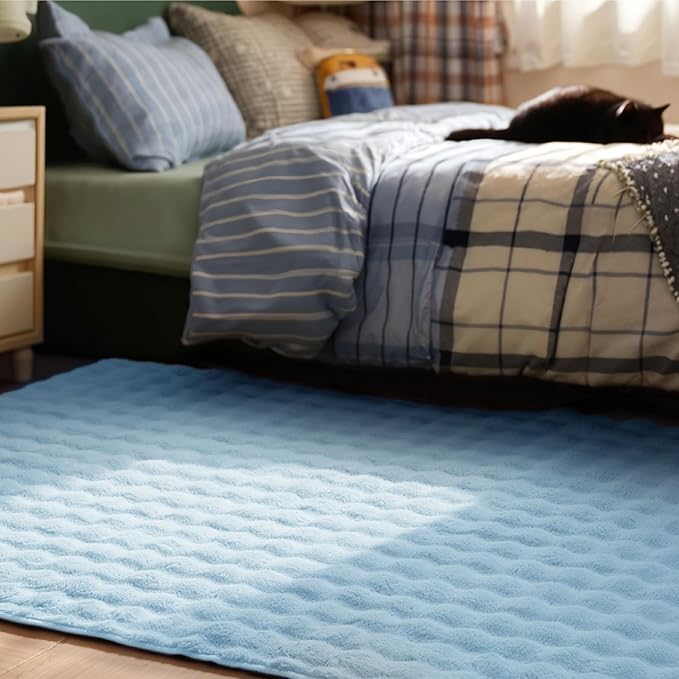 Bedsure 3x5 Fluffy Area Rugs for Living Room, Machine Washable Rugs, Non-Slip Backing, Non-Shedding, Pet Friendly Throw Rug for Bedroom Dining Room, Rug for Kids Room, Celestial Blue