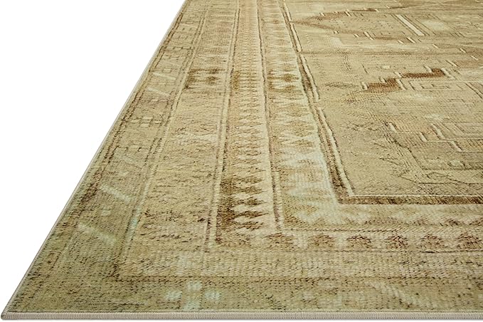 Loloi Magnolia Home by Joanna Gaines Sinclair Collection SIN-02 Khaki/Tobacco 2'-3" x 11'-6", .25" Pile Height, Machine Washable, Runner Rug