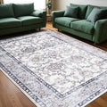 Area Rug for Living Room, 8x10 Machine Washable Non Slip Large Faux Wool Throw Rug, 0.3″ Low Pile & Non-Shedding Boho Large Carpet Rugs for for Dining Room, Bedroom, Office (Gray Purple)