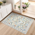 GarveeHome 2x3 Floral Rugs for Entryway, Non-Slip Soft Vintage Throw Door Mat, Low Pile Foldable Farmhouse Carpet, Non-Shedding Indoor Washable Small Rug for Bedroom Kitchen, Green