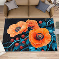 6x8 Poppy Classroom Rugs - Retro Flowers Art Playroom Rug, Rustic Florals Art Carpet Area Rug for Girls Bedroom Kids Room Basement Office Classroom