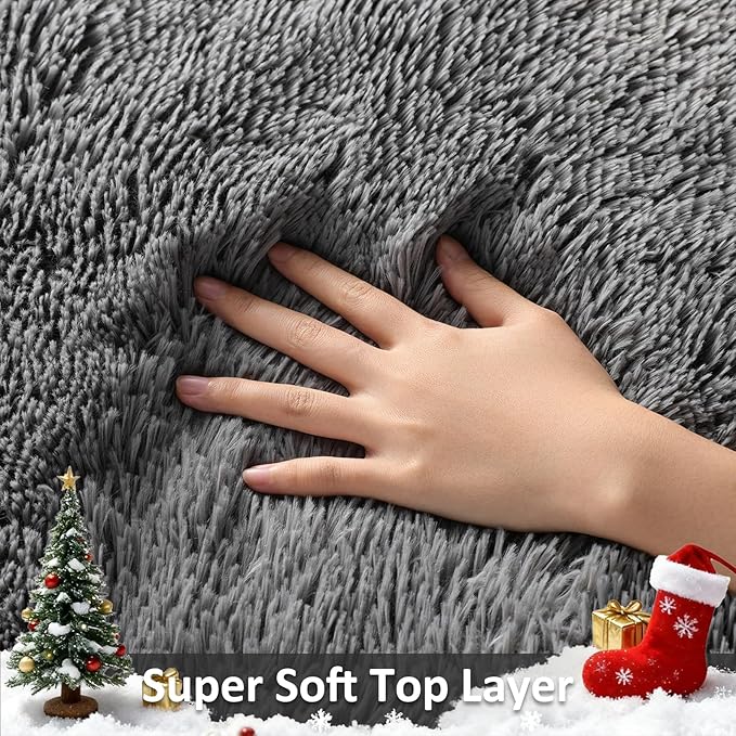 Ophanie 5x7 Area Rugs for Living Room Grey, Fluffy Shag Large Fuzzy Plush Soft Rug, Gray Shaggy Floor Big Carpets for Bedroom Nursery, Kids Home Decor Aesthetic
