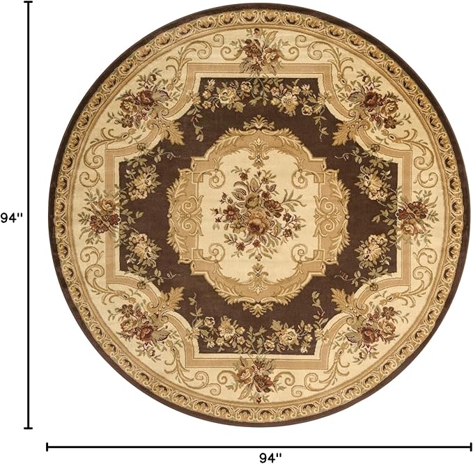 Rugs.com Chateau Collection Rug – 8 Ft Round Brown Medium Rug Perfect for Kitchens, Dining Rooms