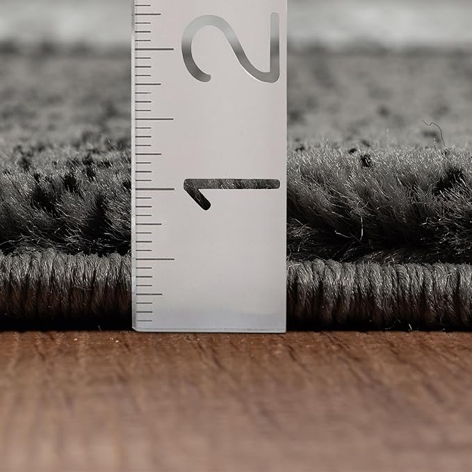 Area Rug Modern 2x7 Grey Black Squares Geometry Soft Hand Carved Contemporary Floor Carpet Fluffy Texture for Indoor Living Dining Room and Bedroom Area