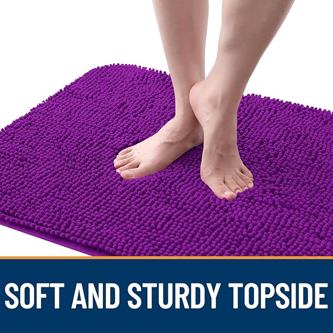 OLANLY Dog Door Mat for Muddy Paws 59x20, Absorbs Moisture and Dirt, Absorbent Non-Slip Washable Doormat, Quick Dry Chenille Mud Mat for Dogs, Entry Indoor Entryway Carpet for Inside Floor, Purple