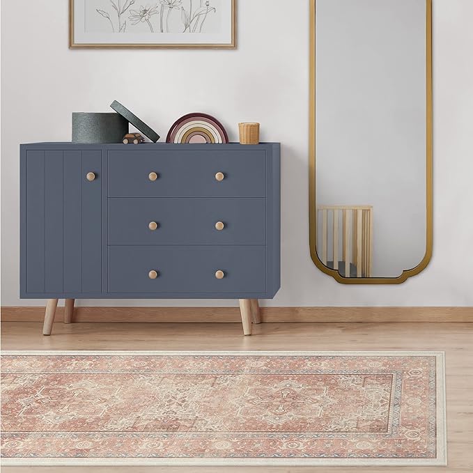 RUGGABLE Washable Area Rug – Kamran Rose Pink 9x12, Stain-Resistant, Non-Slip – Large Machine Washable Rugs for Living Room, Bedroom, Hallway, Entryway & Office–with Standard Pad