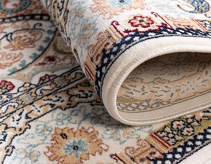 Unique Loom Narenj Collection Classic Traditional Medallion Textured Design Area Rug, 10 x 13 ft, Ivory/Tan