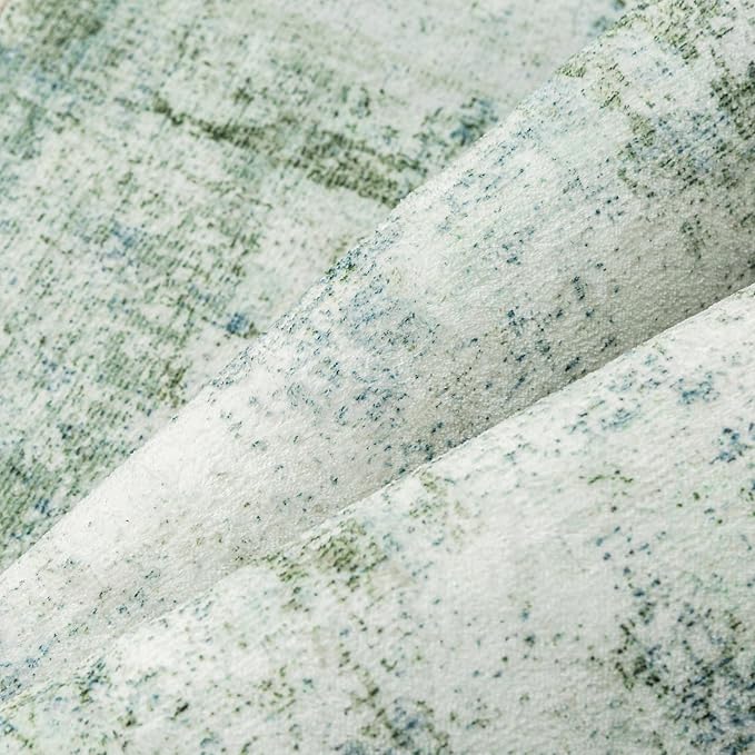 6x9 Washable Area Rug Sage Green Abstract Living Room Bedroom Carpet Neutral Modern Non-Slip Soft Low Pile Lightweight Vacuumable Throw Rug for Dining Room Kitchen