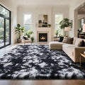 Fluffy Rug Shaggy Area Rug, Mottling Black 9x12 Area Rugs for Living Room, Large Shag Area Rugs for Bedroom Kids Room Home Decor, Upgrade Anti-Skid Rectangular Fuzzy Rugs