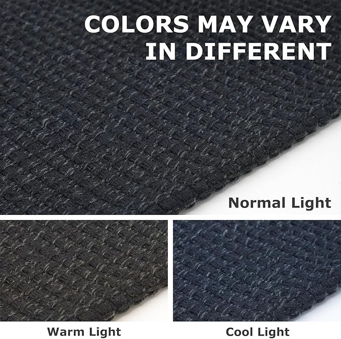IOHOUZE Washable Runner Rug 2x5 Non Slip Runners for Hallways Entryway Runner Indoor, Kitchen Throw Rug Woven Cotton Floor Carpet for Hall Entrance Bedroom, Black/Grey