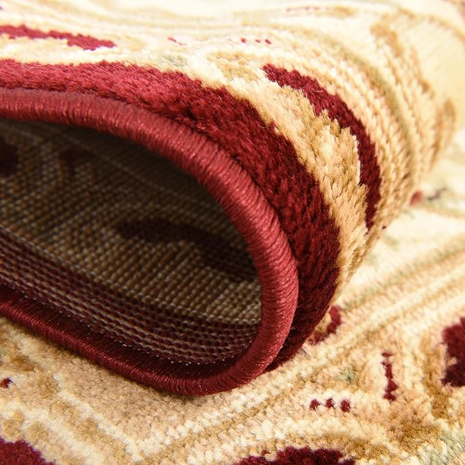 Rugs.com Chateau Collection Rug – 8' Octagon Red Medium Rug Perfect for Living Rooms, Kitchens, Entryways