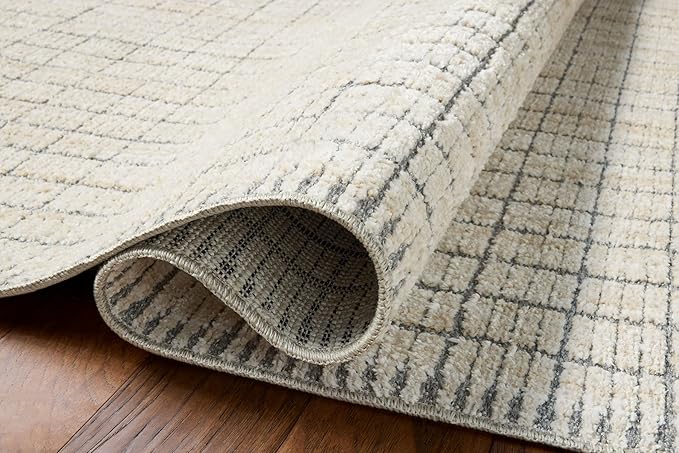Loloi Amber Lewis Bexley Collection BEX-04 Slate/Natural 2'-7" x 12'-0" Runner Rug Neutral, Textured, Living, Bedroom, Dining, Carpet