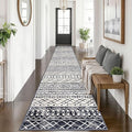 KUTA Boho Runner Rug for Hallway 2.6x14 Moroccan Washable Black Navy Blue Rugs Non-Slip Vintage Long Kitchen Runners Soft Geometric Floor Carpet for Bedroom Laundry Living Room