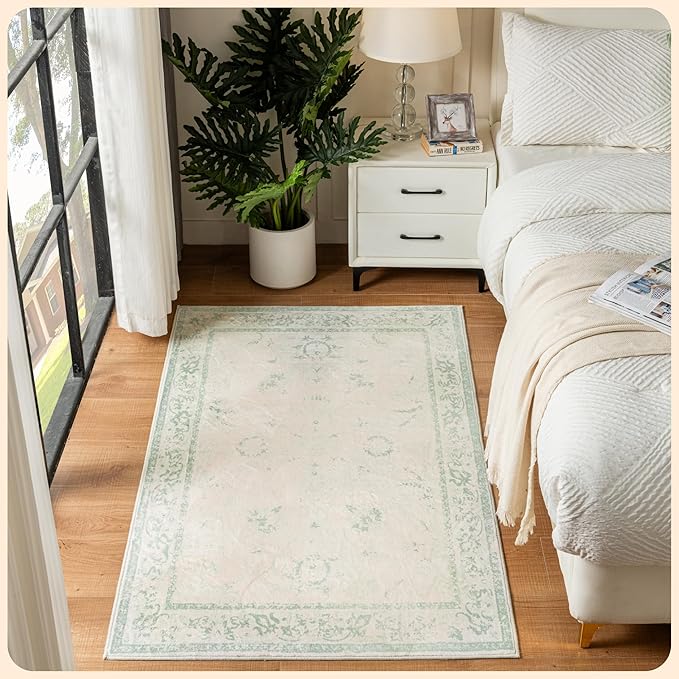 Istana 3x5 Area Rug - Green Modern Rugs for Living Room 3x5 - Foldable Rugs for Bedroom/Living Room Rug - Stain Resistant Washable Rug - Eco-Friendly Small Area Rugs