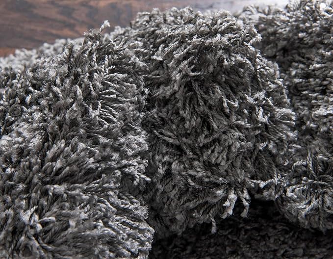 Unique Loom Solid Shag Collection Area Rug (2' 6" x 19' 8" Runner, Graphite Gray)