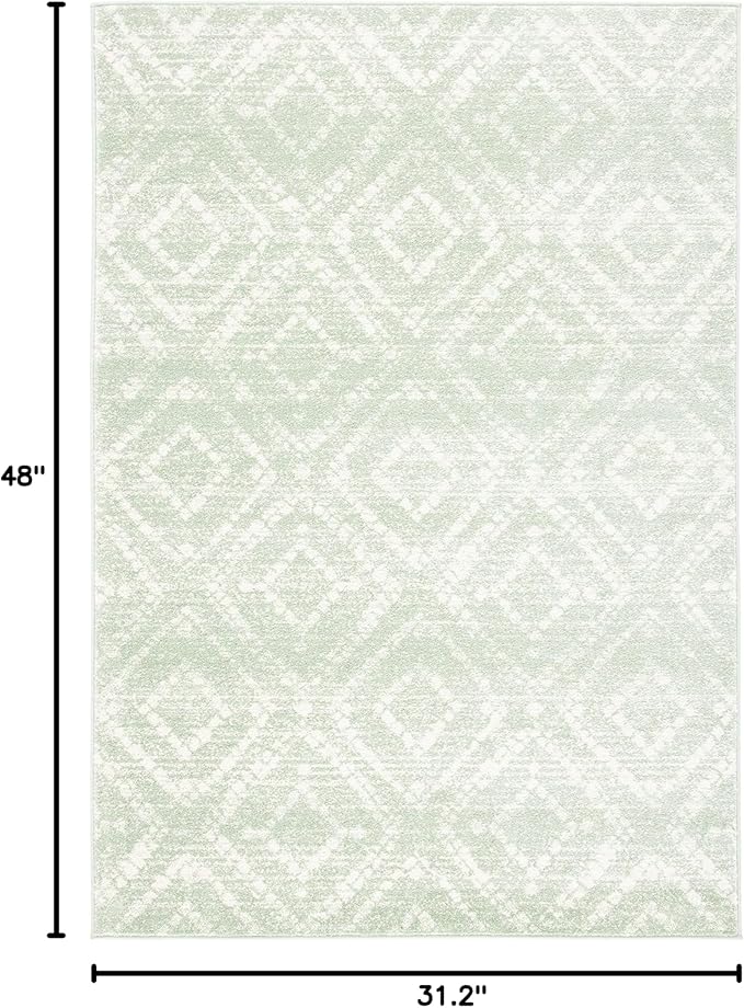 SAFAVIEH Adirondack Collection Accent Rug - 2'6" x 4', Green & Ivory, Modern Distressed Design, Non-Shedding & Easy Care, Ideal for High Traffic Areas in Entryway, Living Room, Bedroom (ADR131Y)