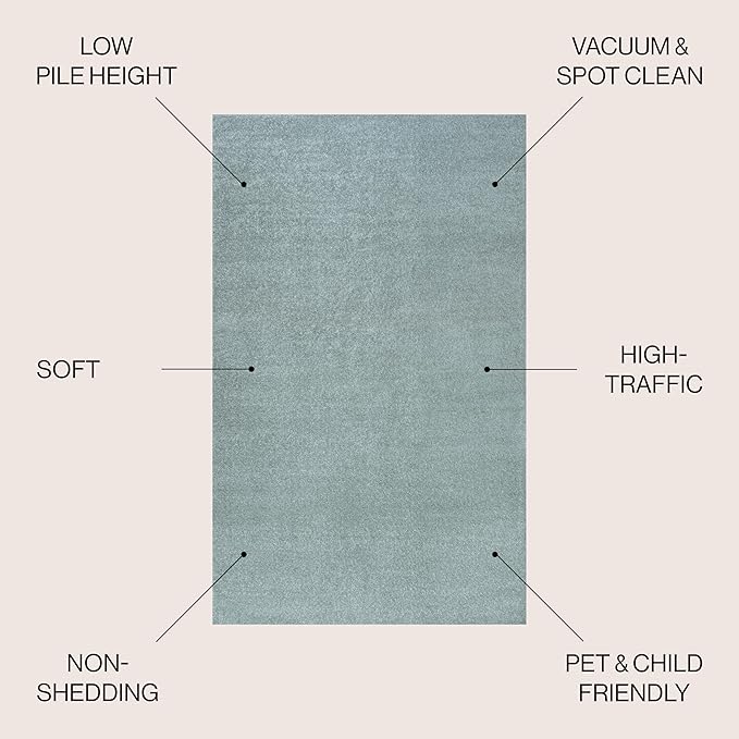 JONATHAN Y Haze Solid Low-Pile Aqua Blue Indoor Area Rug 10x14, Coastal,Bohemian,Minimalist,Classic, Easy-Cleaning for Living Room,Bedroom,Kitchen,Pet Friendly,Non-Shedding (SEU100S-14)