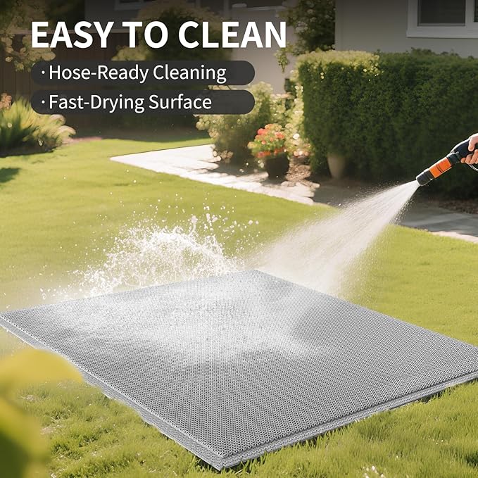 Front Door Mat 24''x36'', Drainage Heavy Duty Dirt Trapping Non-Slip Doormats, Outdoor Rubber Floor Mats, Restaurant Commercial Kitchen Industral Pool Entrance Bar Wet Area, Grey