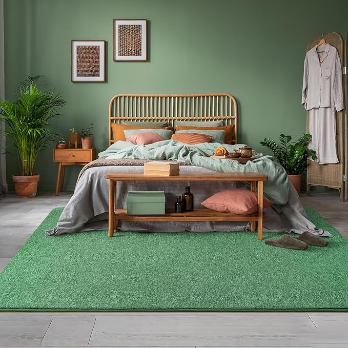 AROGAN Washable 5×7 Living Room Rug, Modern Area Rugs with Soft Memory Foam for Bedroom, Minimalist Non-Slip Indoor Floor Carpet for Dining Room Office Kids Playroom Decor, Sage Green