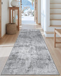 DEXI Hallway Runner Rug 3x8, Modern Abstract Non Slip Thin Soft Runners Carpet, Stain Resistant Washable Indoor Rug for Hallway Entryway Kitchen Laundry Room Living Room, Light Grey