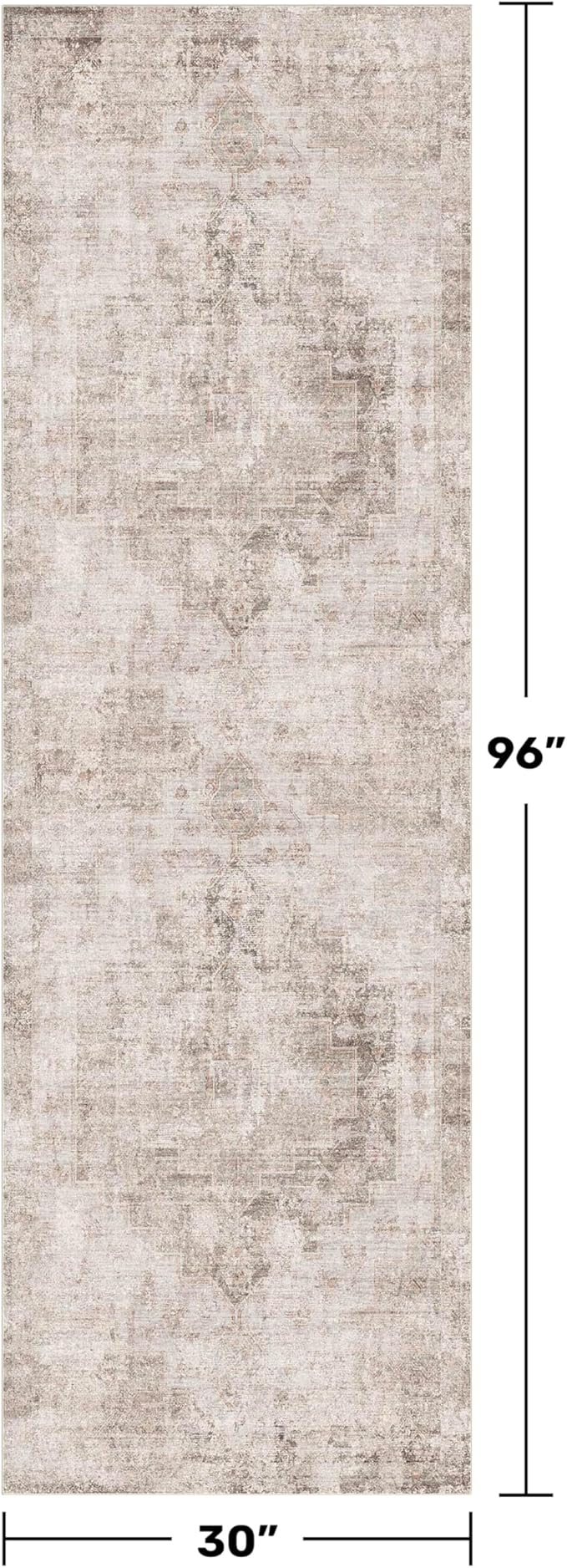Beige Brown 2'6''x8' Wide Hallway Runner Rug - Washable Kitchen Sink Rug, Non Slip 8ft Long Runner Rug for Entryway, Abstract Modern Home Décor