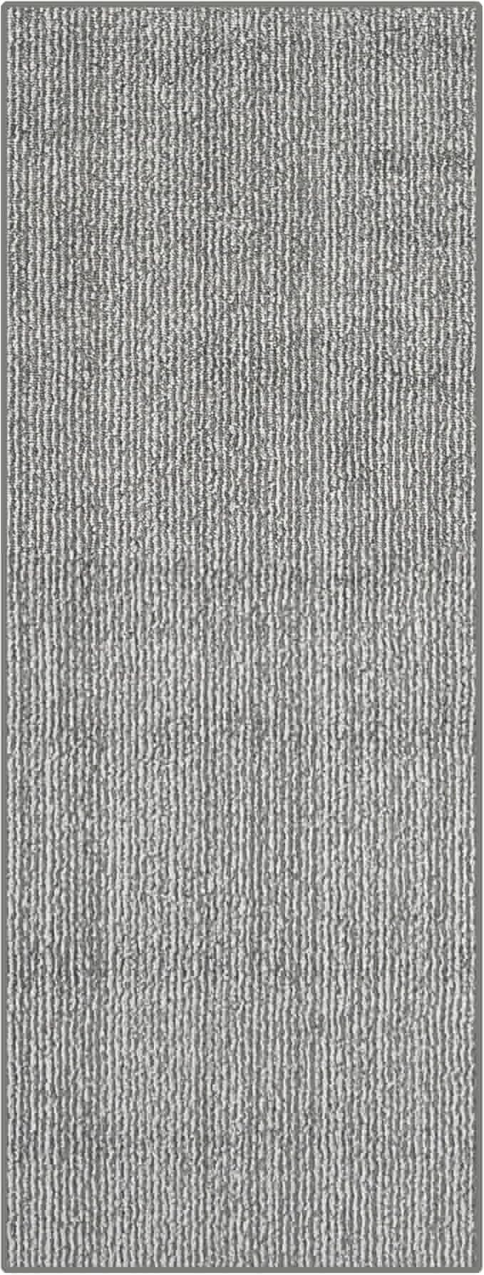 20 ft Extra Long Grey Hallway Runner Rug – Non-Slip, Washable, Dog-Friendly Carpet with Durable Rubber Backing – Modern Subtle Striped – Custom Size