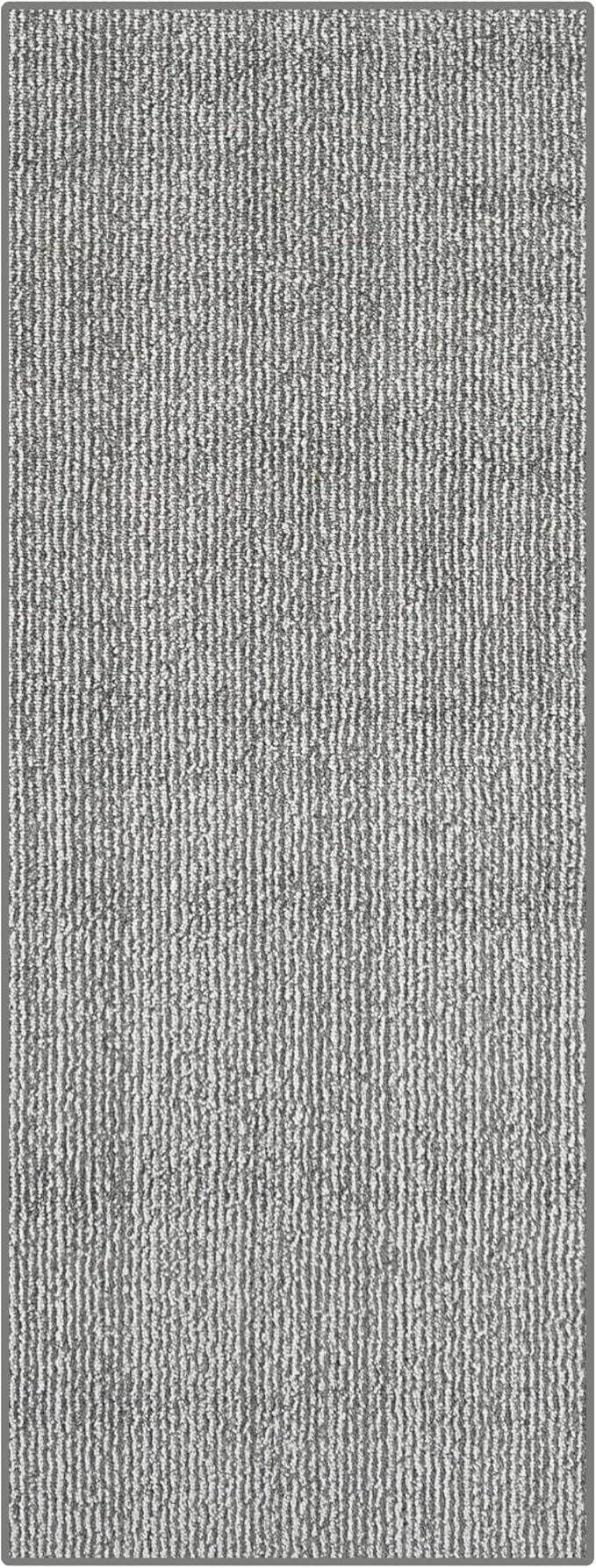 13ft Custom Hallway Rug - Striped Grey | Non-Slip Rubber Backed | Washable & Pet Friendly | No-Fray Edge Finished