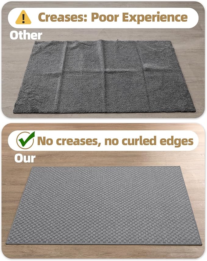 Color&Geometry Large Front Door Mat Indoor Entrance Non Slip Rubber Backed, 36"x56" Indoor Door Mats for Entryway, Dirt Trapper Double Doormat, Washable, Dark Grey (Rolled-up NO Creases)
