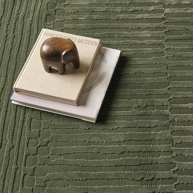 Revival Rugs Soloba 6'7"x9' Washable Area Rug for Living Room Bedroom - 100% Recycled Oeko-TEX Certified, Medium Pile, Green