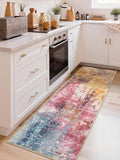 Washable Abstract Runner Rug, 2x6 Modern Area Rugs with Non-Slip Rubber Backed for Kitchen, Thin but Soft Contemporary Carpet Bedroom Entryway Hallway Decor, Galaxy