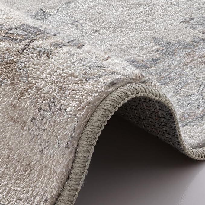 LUMI Washable 5x8 Area Rug for Living Room, Ultra Soft Vintage Rug with TPE Non Slip Backing, Stain Resistant, Low Profile Carpet High Traffic for Bedroom, Dining Room