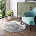 Latepis Grey Area Round Area 5ft Circle Fur Rug for Living Room Bedroom Rugs Faux Sheepskin Rug Washable Fluffy Plush Furry Rugs Home Deocr