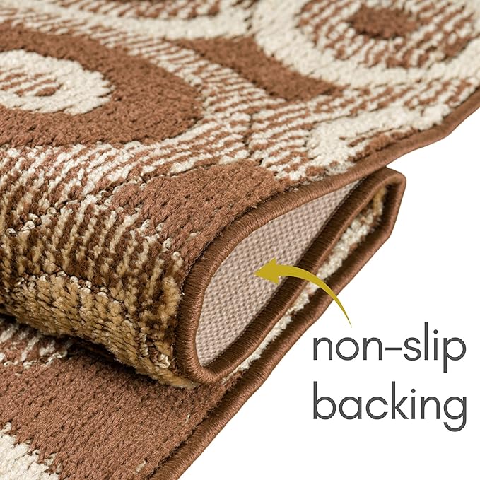 25 ft Extra Long Brown Hallway Runner Rug | Non-Slip & Machine Washable | Custom Cut to Size 2'3" x 25' (Runner) | REMNAZ