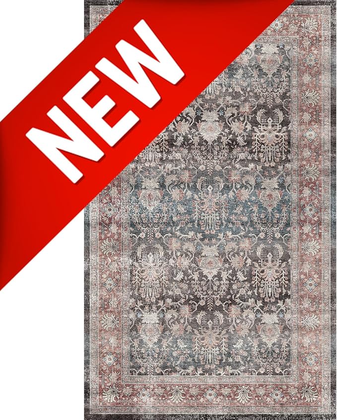 Dripex Vintage Washable Rug 2x3 Indoor Door Mat Non-Slip Bathroom Mat Distressed Low-Pile Small Rug for Front Entrance Kitchen Living Room Bedroom