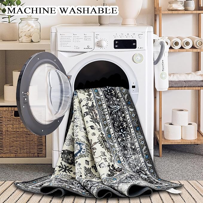 Area Rug Non Slip Machine Washable Ultra Soft Living Room/Bedroom/Kitchen/Outdoor/Classroom White Gray, 8'×10'
