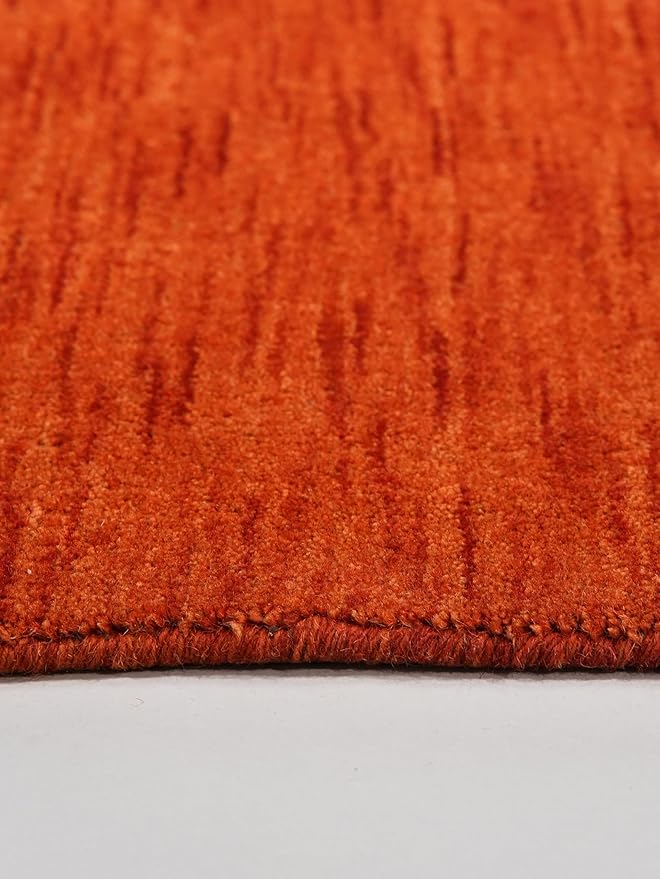 Hand Knotted Loom Wool ECO-Friendly Area Rugs - 10'x10', Octagon, Light Red Color, Solid Plain Design, High Pile Handmade Anti Skid Area Rugs for Living Room, Bed Room (L00111)