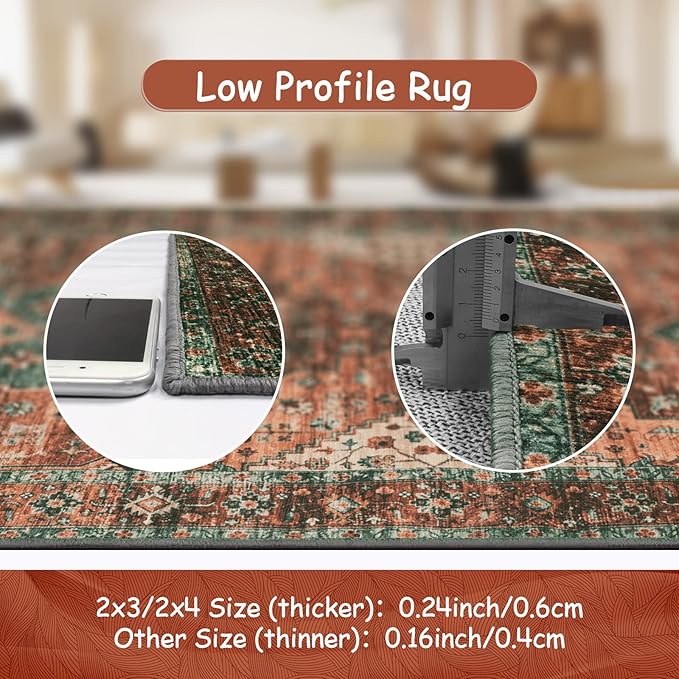 Moynesa Washable Vintage Bathroom Rug, Small Area Rug 2x3 Entryway Rug Indoor Door Mat, Boho Kitchen Rugs Non Skid Non Slip, Non-Shedding Ultra-Thin Oriental Throw Carpet for Bedroom Decor
