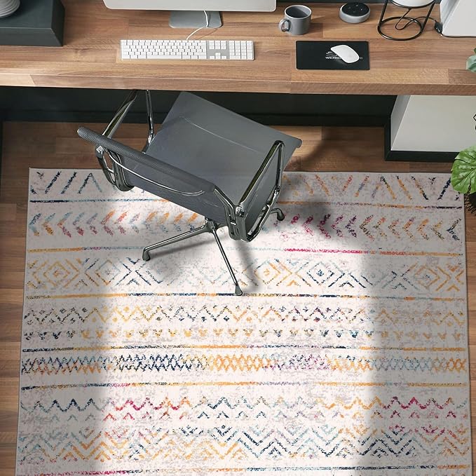 Rugshop Geometric Boho Area Rug – Multi Tribal Pattern, Perfect for Living Room, Bedroom, Office, 3x5
