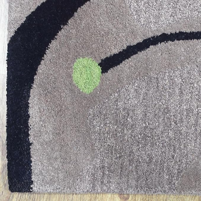 Rugsotic Carpets Hand Tufted Wool ECO-Friendly Area Rugs - 10'x10', Square Shape, Camel, Floral Modern Design, High Pile Thick Handmade Anti Skid Area Rugs for Living Room, Bed Room (K00219)