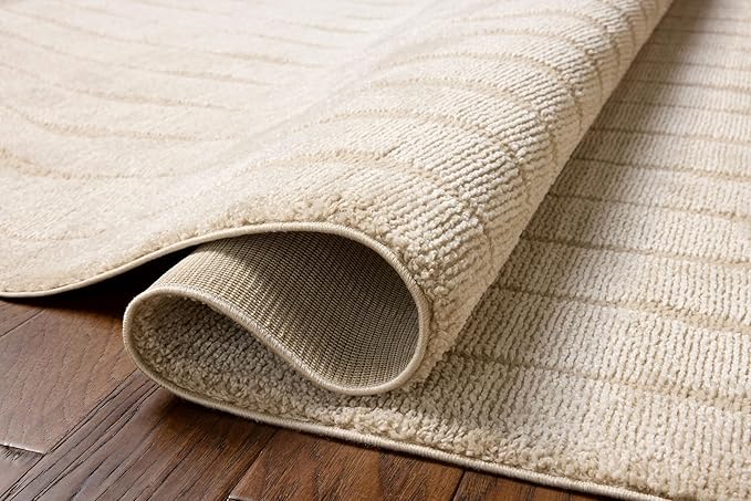 Loloi Chris Loves Julia Calvin Collection CLV-02 Ivory/Oatmeal 2'-7" x 7'-6" Runner Rug Checkered Neutral Soft Living Room Bedroom Carpet
