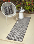 Unique Loom Outdoor Striped Collection Area Rug - Striped (2' 7" x 10' Runner Charcoal/Ivory)